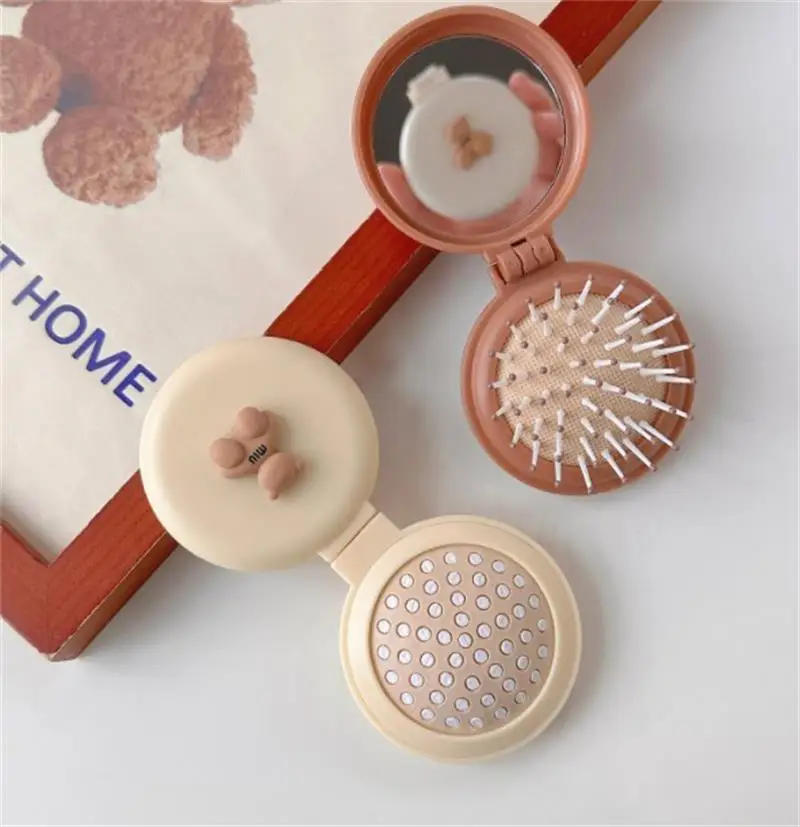 Description Picture 4 of itemCute Bear Foldable Head Massager Comb with Mirror Cartoon Air Bag Hair Comb Anti Static Styling Accessories Portable Hair Brush