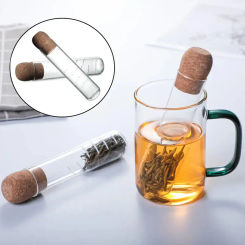 Creative Tea InfuserClear Filter Glass Tube Tea Strainer with Cork Lid Reusable Brewing Test Tube Kitchen Tools