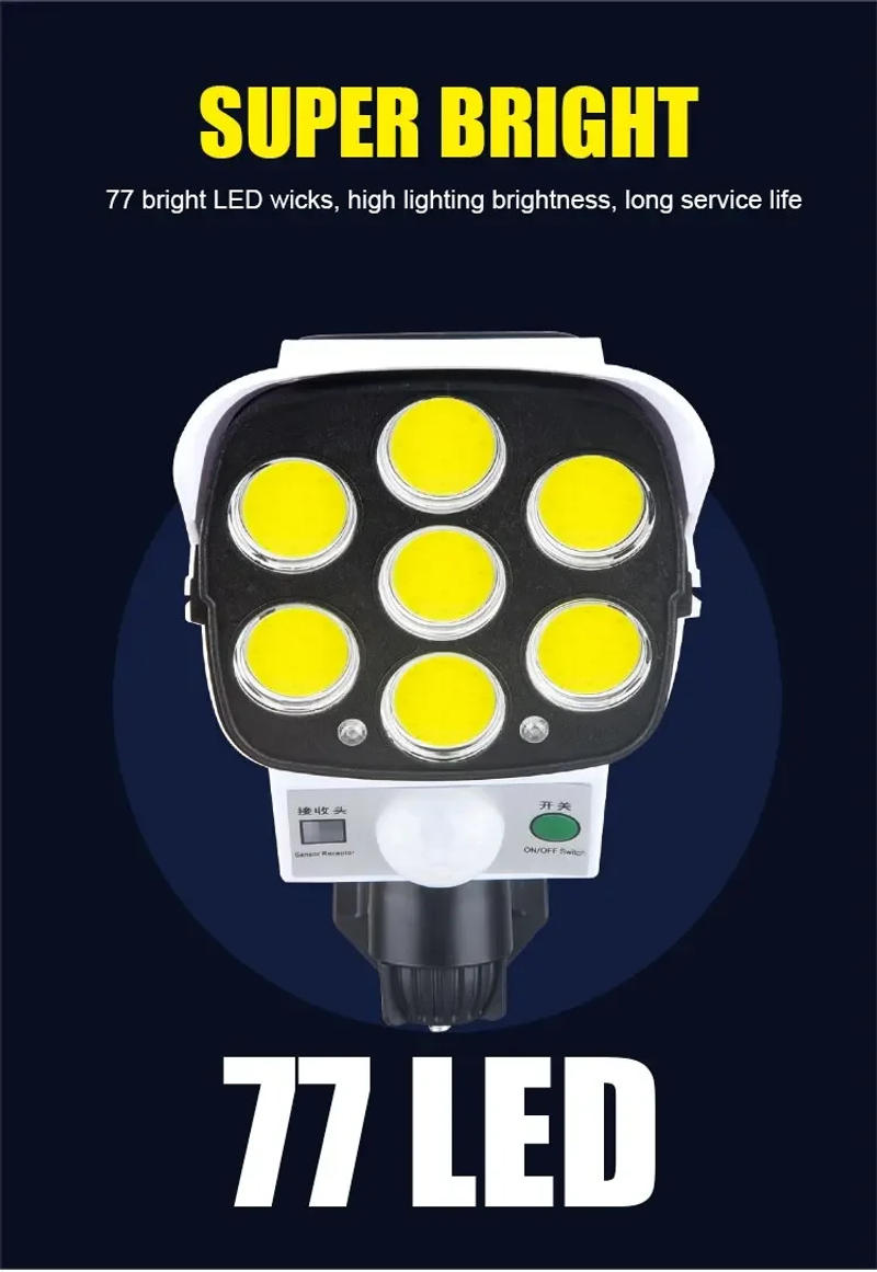 Description Picture 3 of item3Modes Multi-angle Lighting Remote Control Solar Powered Simulation Monitoring Induction Wall Lamp with Red Light Warning for Co