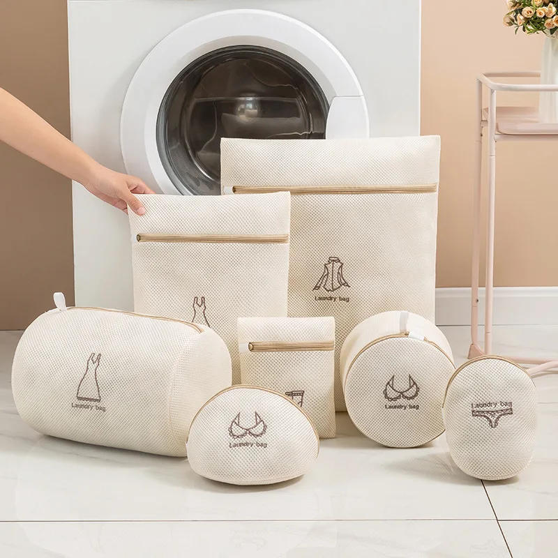 Description Picture 3 of item7Pcs/set Embroidered Lingerie Washing Bag Bra Underwear Clothes Dirty Laundry Bag Mesh Wash Basket Home Organization and Storage