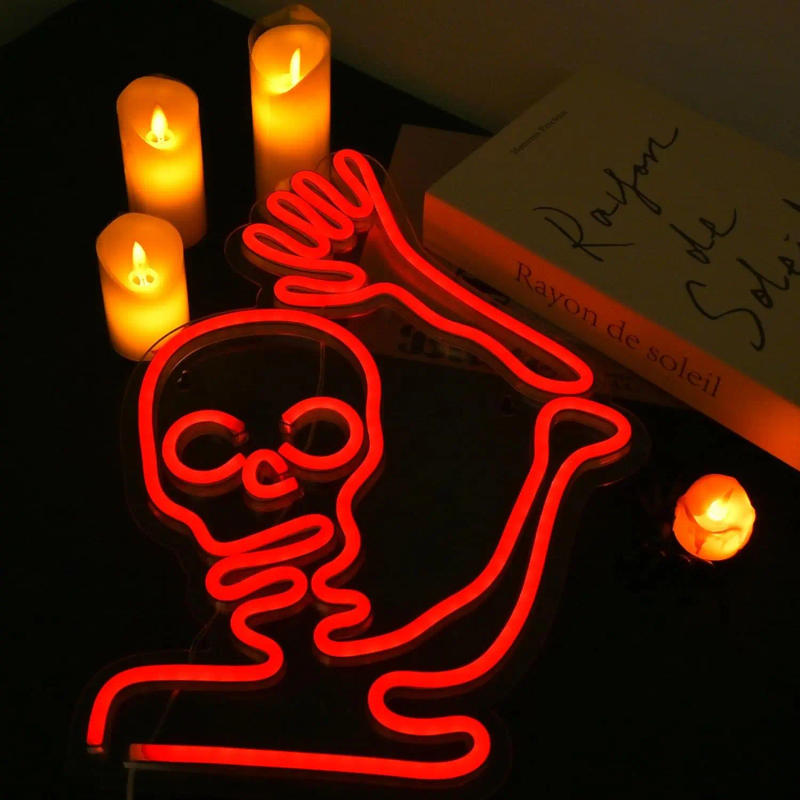 Description Picture 6 of itemLet’s Get Spooky Neon Sign Halloween Skeleton Skull LED Neon Light Sign For Game Room Bar Club Man Cave Home Decorations Gift
