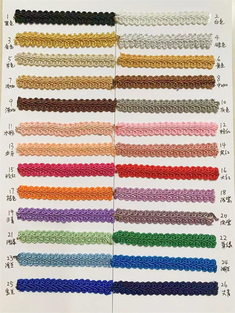 Description Picture 6 of item2/4yards 12mm Polyester Lace Trimming Ribbon Centipede Braided Curve Lace Sewing Clothes DIY Craft Wedding Accessories