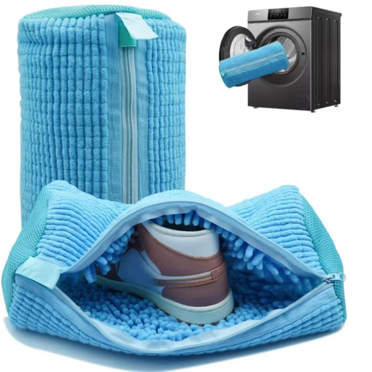 Description Picture 4 of item2/1PCS Shoe Washing Bag Washing Machine Laundry Bags with Zipper Closure Shoes Cleaning Bags Shoes Laundry Fluffy Fibers Sneaker