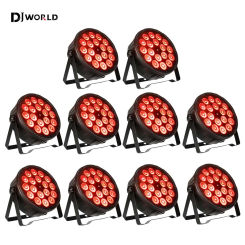 10PCS LED Par Light 18x18w RGBWA UV 6in1 Flat Par Light DMX512 Professional Stage Lighting Equipment for DJ Disco Party Bar
