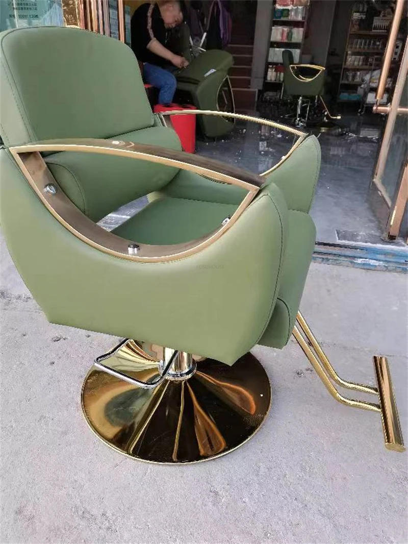 Description Picture 5 of itemStainless Steel Professional Beauty Salon Chair Luxury Gold Barber Chairs Modern Salon Furniture Lift Swivel Hairdressing Chair