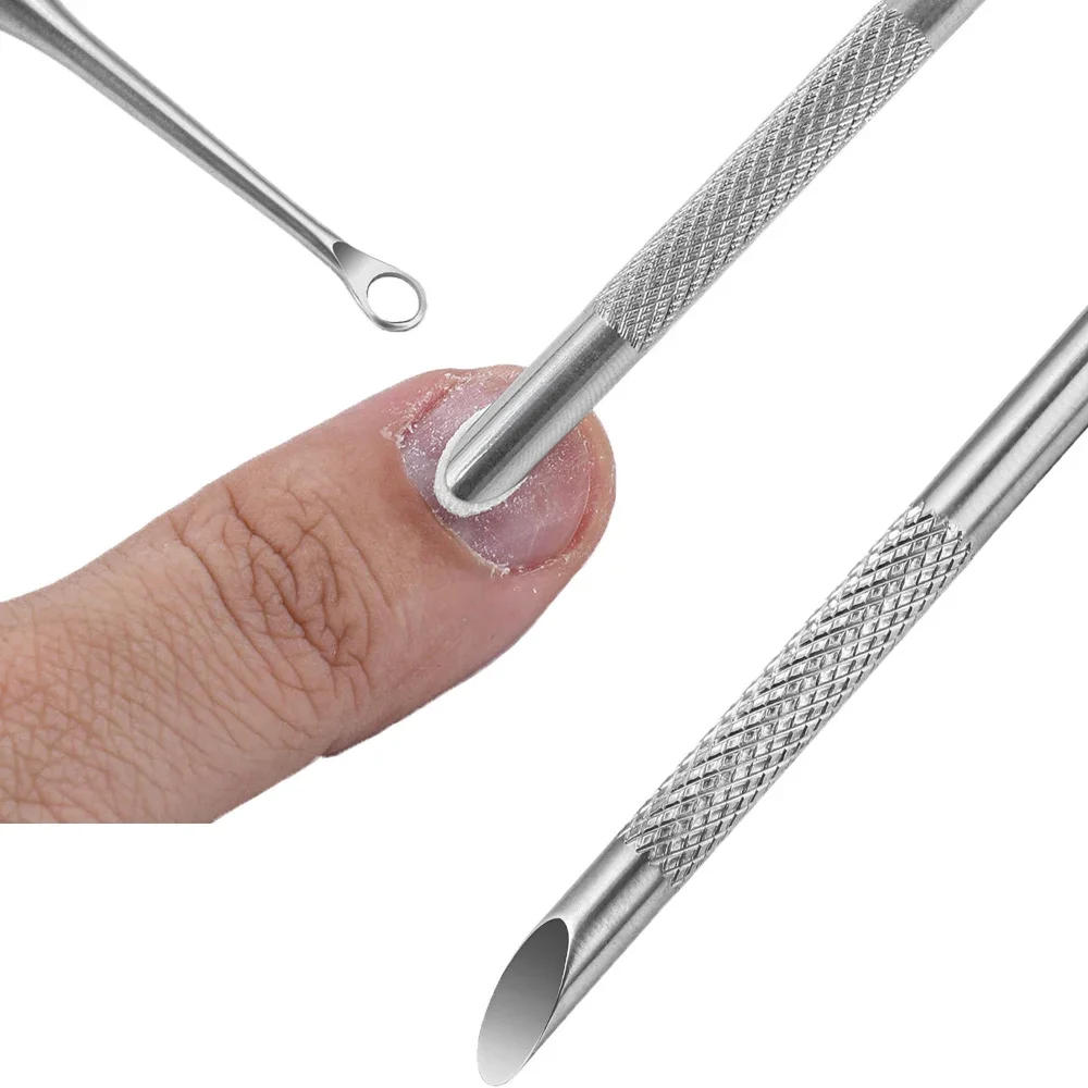 Description Picture 3 of itemStainless Steel Remover Dead Skin Nail Tools Circle Beveled Head Cuticle Pushers Remover Manicure Grinding File Nail Arts