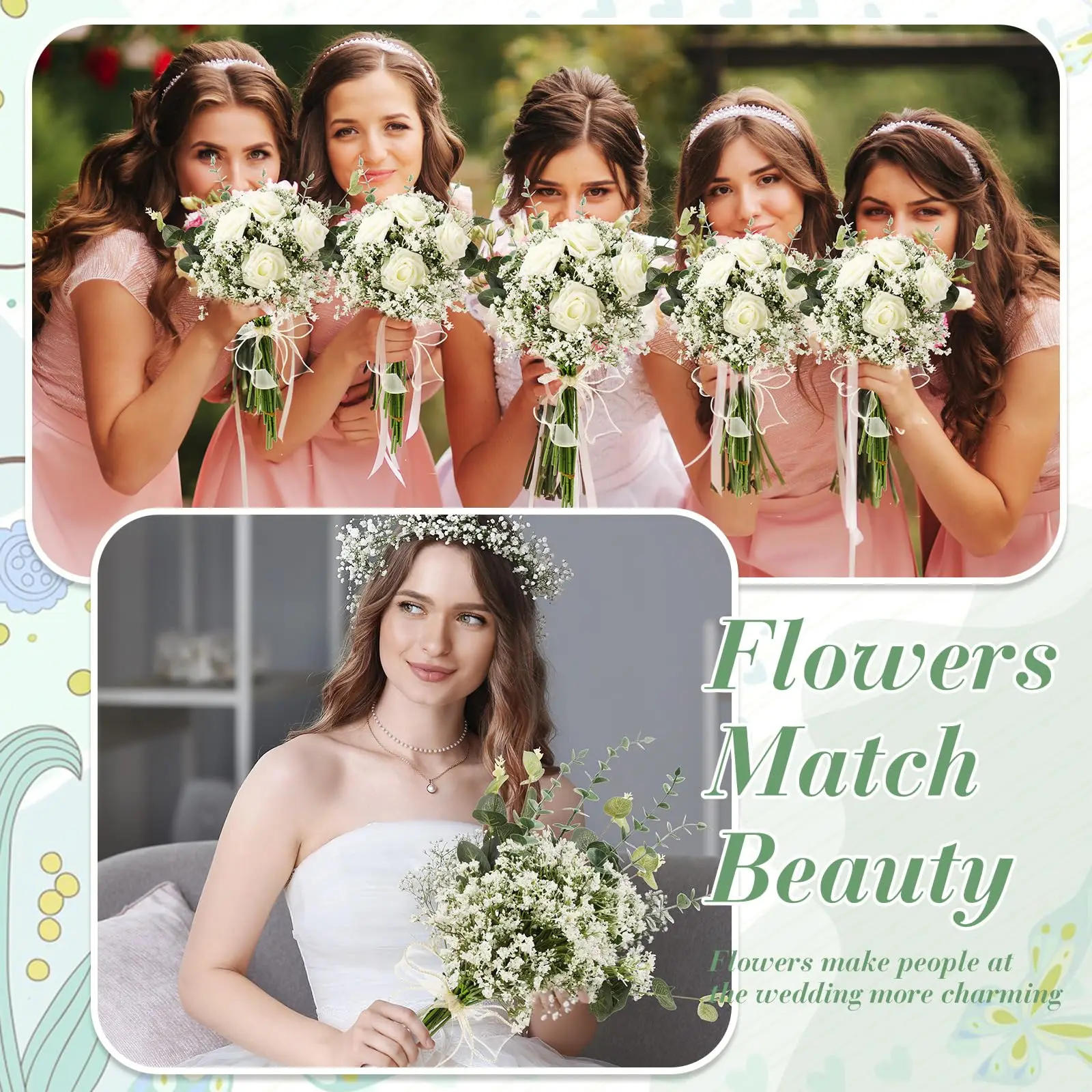 Description Picture 6 of item10/15pcs Artificial Flowers Baby Breath Flower Fake Gypsophila for Wedding Party Home Decoration Floral Bouquets DIY Accessories