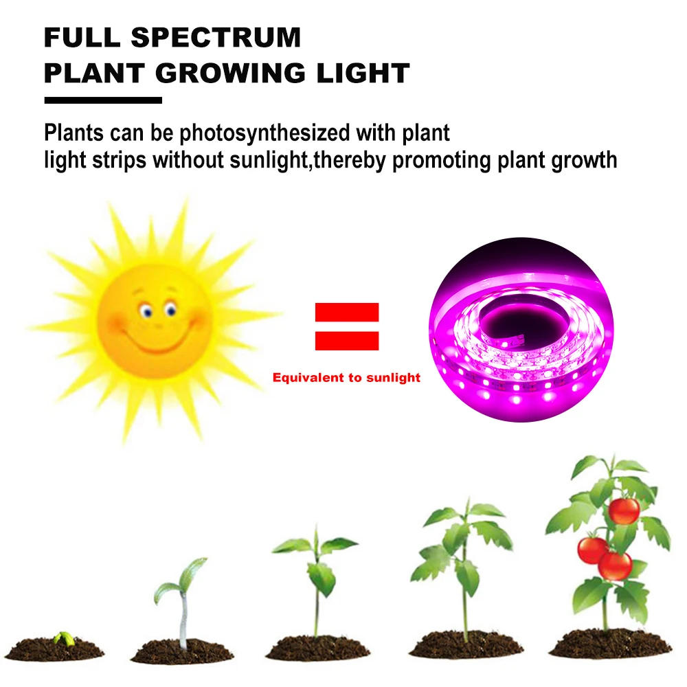 Description Picture 5 of itemUSB LED 1-5m Grow Light Full Spectrum DC 5V Plant Light Grow LED Strip Phyto Lamp for Vegetable Flower Seedling Grow Tent