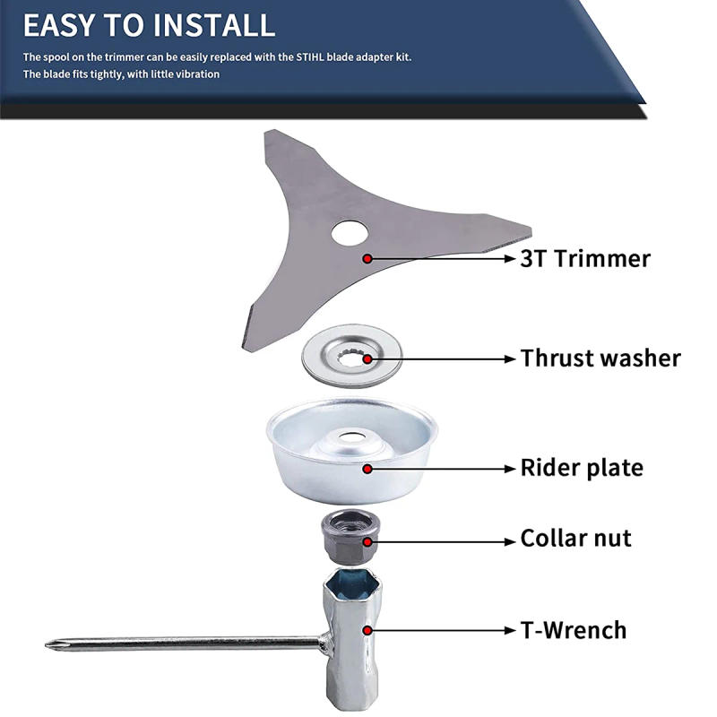 Description Picture 5 of item3 Teeth Brush Cutter Blade for Various Types 10 Inch Manganese of Grass Trimmer Brush Cutter Lawnmower Accessories