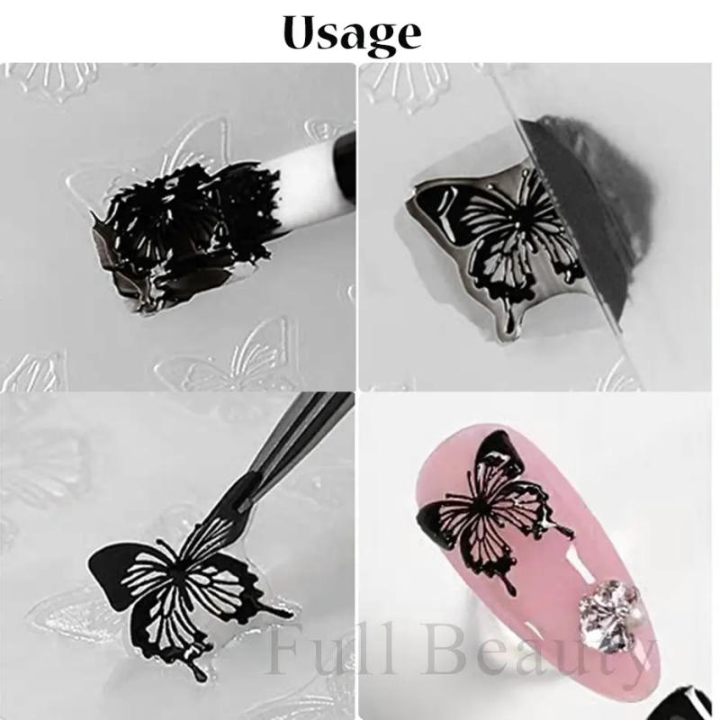 Description Picture 2 of item1pc 3D Butterfly Mold Silicone Flowers Leaves Shell Design Nail Art Stamping Templates Embossed Mold Manicure Tool NFG-333