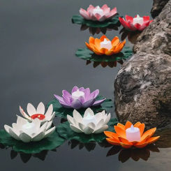 LED Petal Lotus Night Light  Outdoor Floating Water Sensor Flower Color Light Fish Tank Decoration Garden Festive Wishing Light