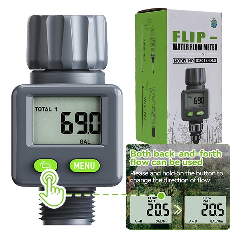 Description Picture 2 of itemWater Flow Meter Measure Gallon/Liter Consumption and Flow Rate for Garden Hose Watering RV Water Tank Filling Lawn Sprinkler