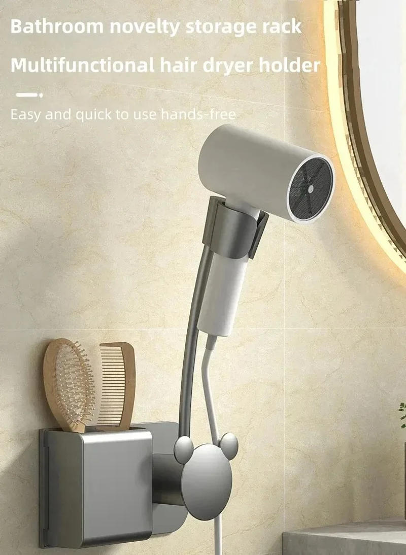 Description Picture 3 of itemAdjustable No Need To Hold Wall Hanging Hair Dryer Holder Free Of Hands No need To Punch Holes Universal Air Duct Storage Rack