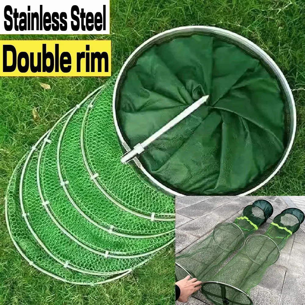 Description Picture 4 of itemPortable Quick-drying Nylon Mesh Fishing Net Fish 50KG Capacity Crab Lobsters Mesh Cage Bucket Anti-jump Storage Bag 1.7-3.0M