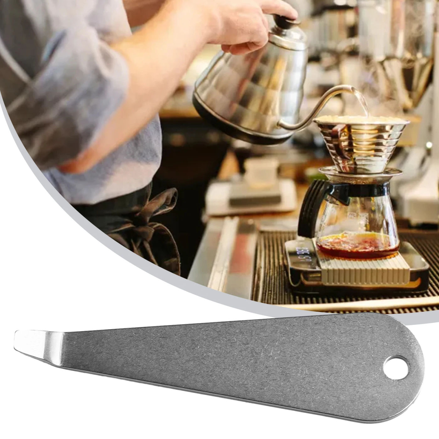 Description Picture 2 of item1pc Coffee Powder Cup Portafilter Basket Remover Tool Stainless Steel Coffee Filter Tools 8x1cm Coffeeware Accessories Silver