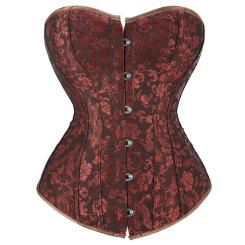 Sexy Lingerie Women Corset Top Plus Size Vintage Satin Floral Lace Up Victorian Corselet Fashion Overbust Burlesque Bustier