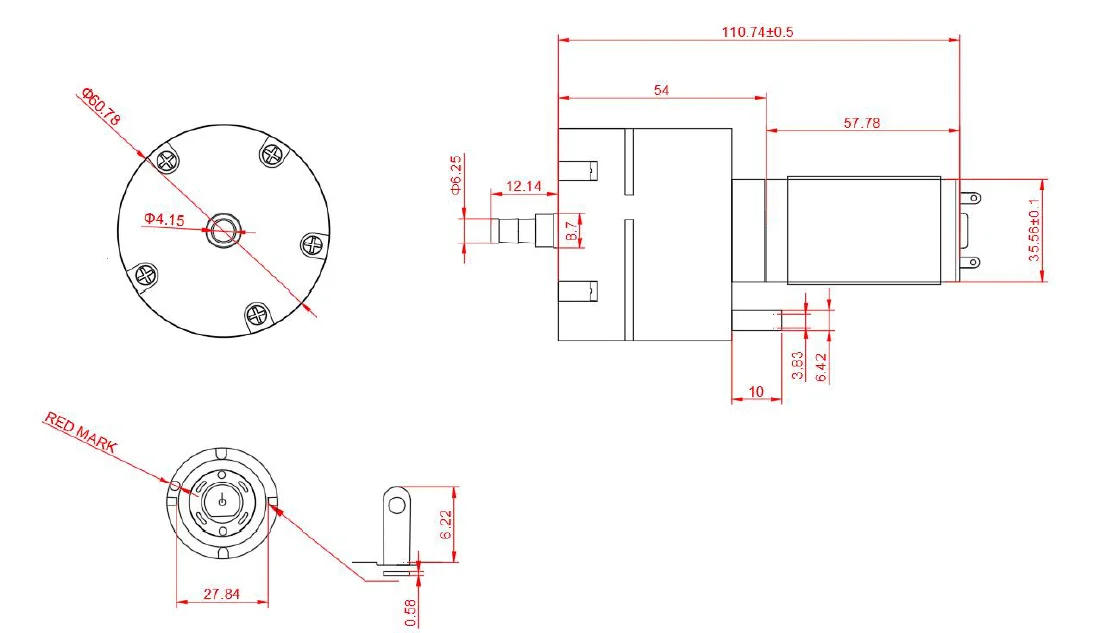 Description Picture 2 of item12V 15LPM Large Flow High Pressure Mini 555 Vacuum Air Pump Negative Pressure Suction Diaphragm Pump DIY Packer Inflator