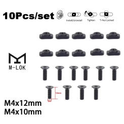 10Pcs/set M-LOK Screw and T-Nut Screw Replacement Set for MLOK Handguard Rail Outdoor Hunting Gun Accessories