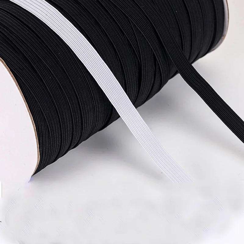 Description Picture 5 of item5yards/Lot 3/6/8/10/12mm White/Black High Elastic Sewing Elastic Band Fiat Rubber Band Waist Band Stretch Rope Elastic Ribbon