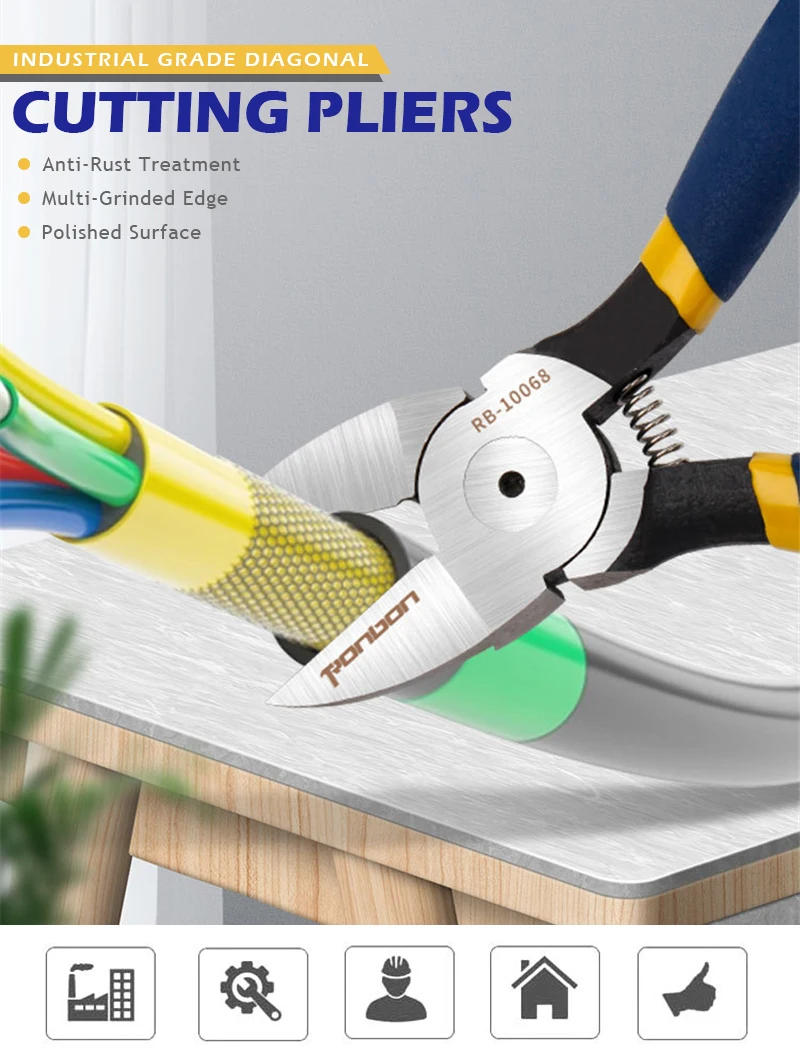 Description Picture 2 of itemDiagonal Cutting Pliers 5/6 Inch Wire Stripping Tool Side Cutter Cable Burrs Nipper Electricians DIY Repair Hand Tools