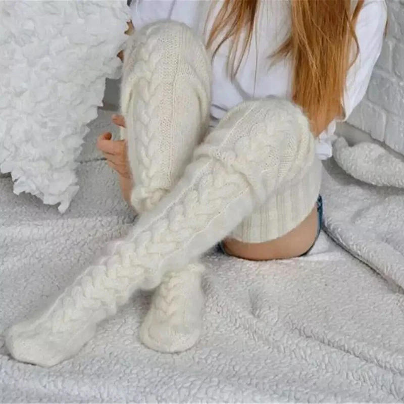 Description Picture 6 of item105cm Harajuku Women Thigh Thigh Stockings Winter Leg Warmers Over Knee Socks Sexy Extra Long Stockings Leg Pile Thick Socks