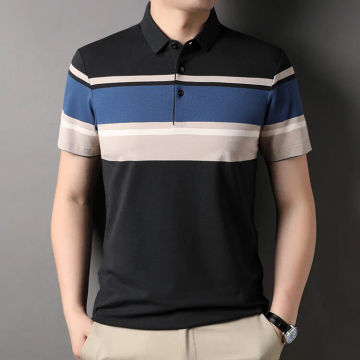 2024 New Summer Men Striped Cotton Polo Shirt Man Short Sleeve Multicolors Polos Shirts