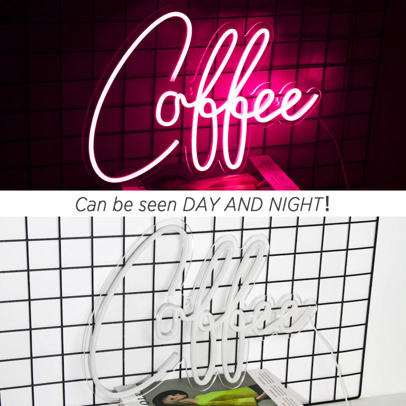 Description Picture 5 of itemPink Coffee Neon Sign Led Lights Acrylic Custom Wall Light For Cafe Business Shop Bar Club Party Room Decoration USB Neon Lamp