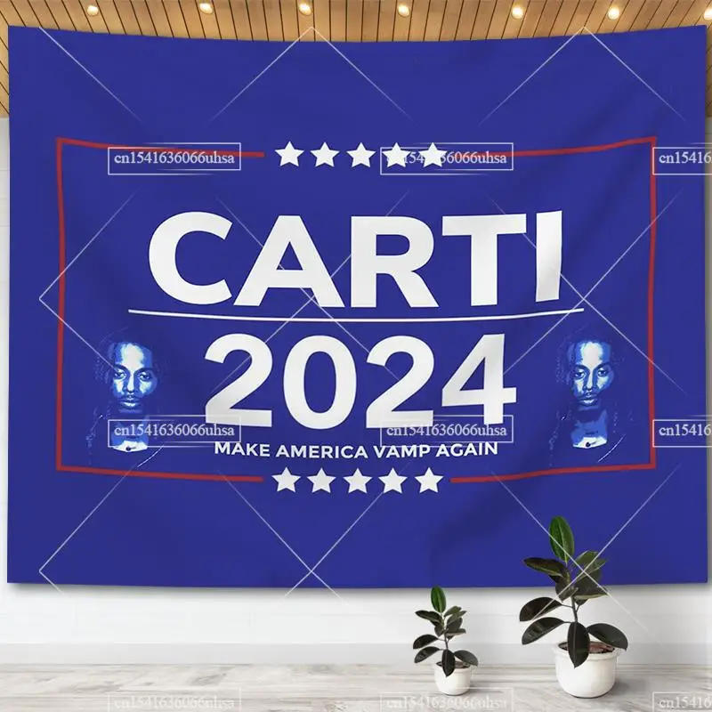 Description Picture 4 of itemPlayboi Carti Meme Tapestry Wall Hainging Hippie Make America Vamo Again 2024 Flags Room Decor Aesthetic Background Cloths