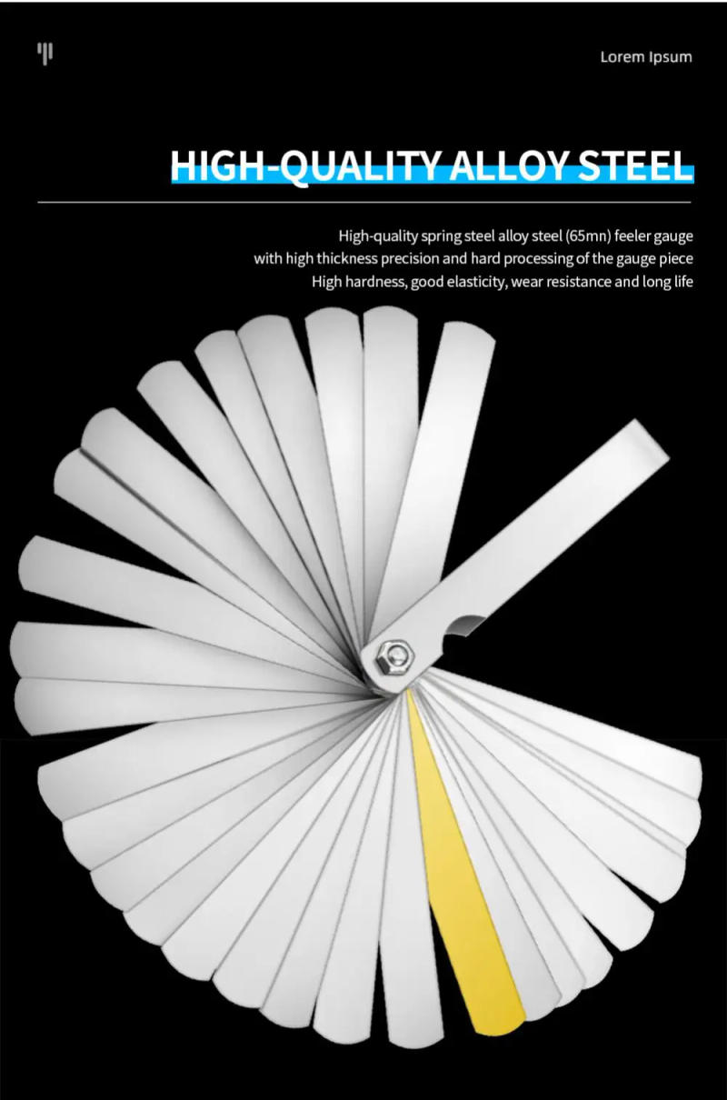 Description Picture 2 of itemTools 32 Blades Metric Feeler Gauge 0.04-0.88mm Thickness Gages Gap Filler Feeler Gauges Woodworking Measuring Tools