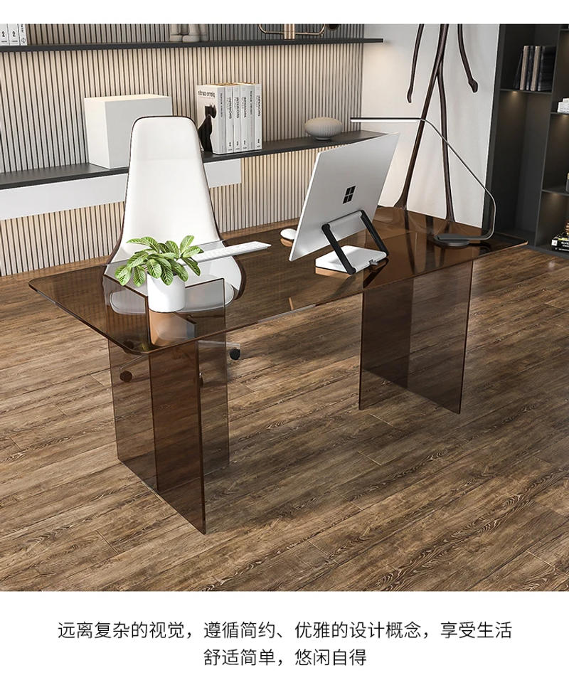 Description Picture 6 of itemGlass Computer Office Desk Table Organizer Design Accessories Office Desk Standing Reception Modern Bureau Meuble Room Decor