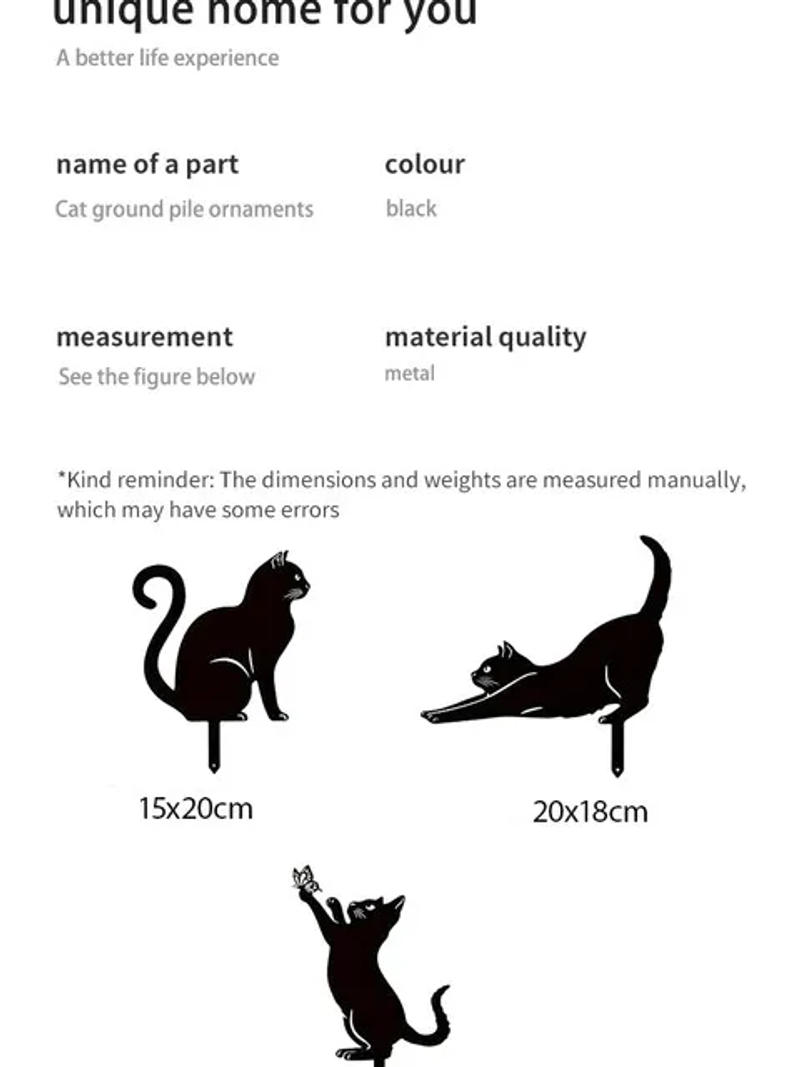 Description Picture 4 of itemCat Ground Stake Ornament Ground Plug Outdoor Garden Balcony Art Decoration Metal Crafts