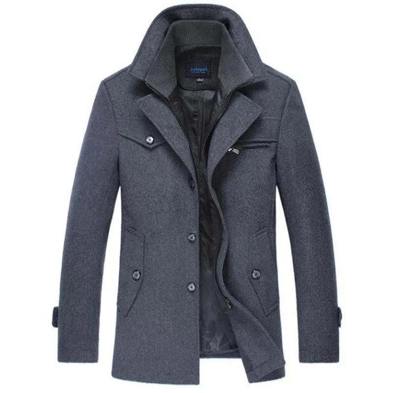 Description Picture 3 of itemWinter Coat Men New Fashion Double Collar Windproof Thicken Woolen Coats Mens Outwear Jacket Thick Warm Parka 5XL Clothes