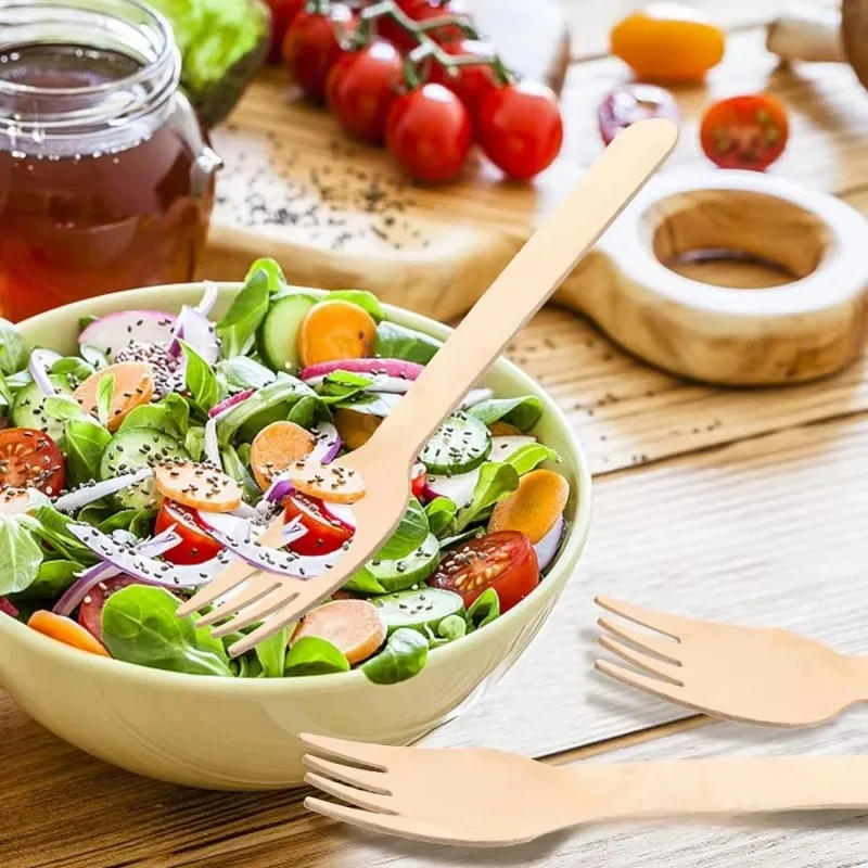 Description Picture 6 of item50/100PCS Disposable Wooden Knife Fork Spoon Party Restaurant Outdoor Picnic Fast Food Cake Dessert Biodegradable Tableware Set