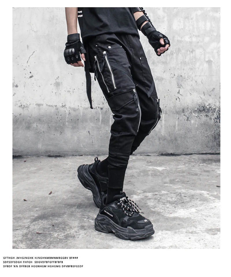 Description Picture 6 of itemPFNW Original Niche Design Cargo Pants Men's Tide Trendy Zipper Pocket Tactical Leggings Darkwear Punk Overalls New Chic 12Z6351