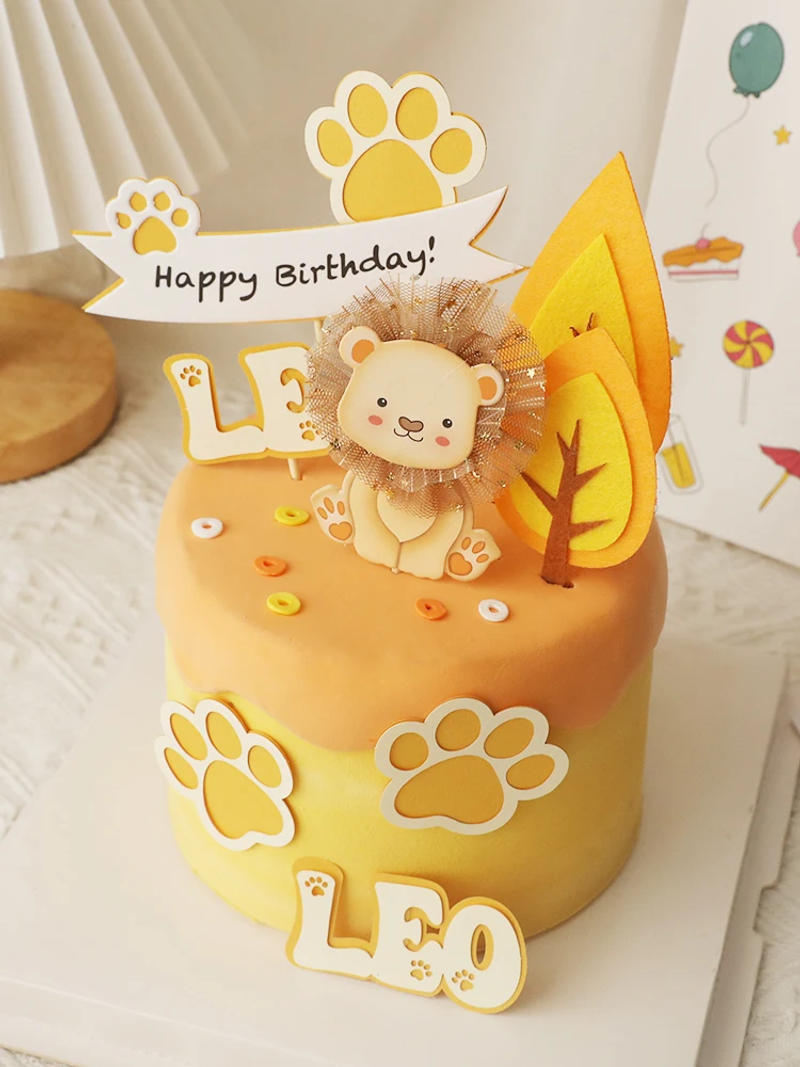 Description Picture 4 of itemBaby Show Constellation Animal Leo Lion Happy Birthday Cake Topper Yellow Balloon Trees for Cake Decorating Party Supplies Gifts