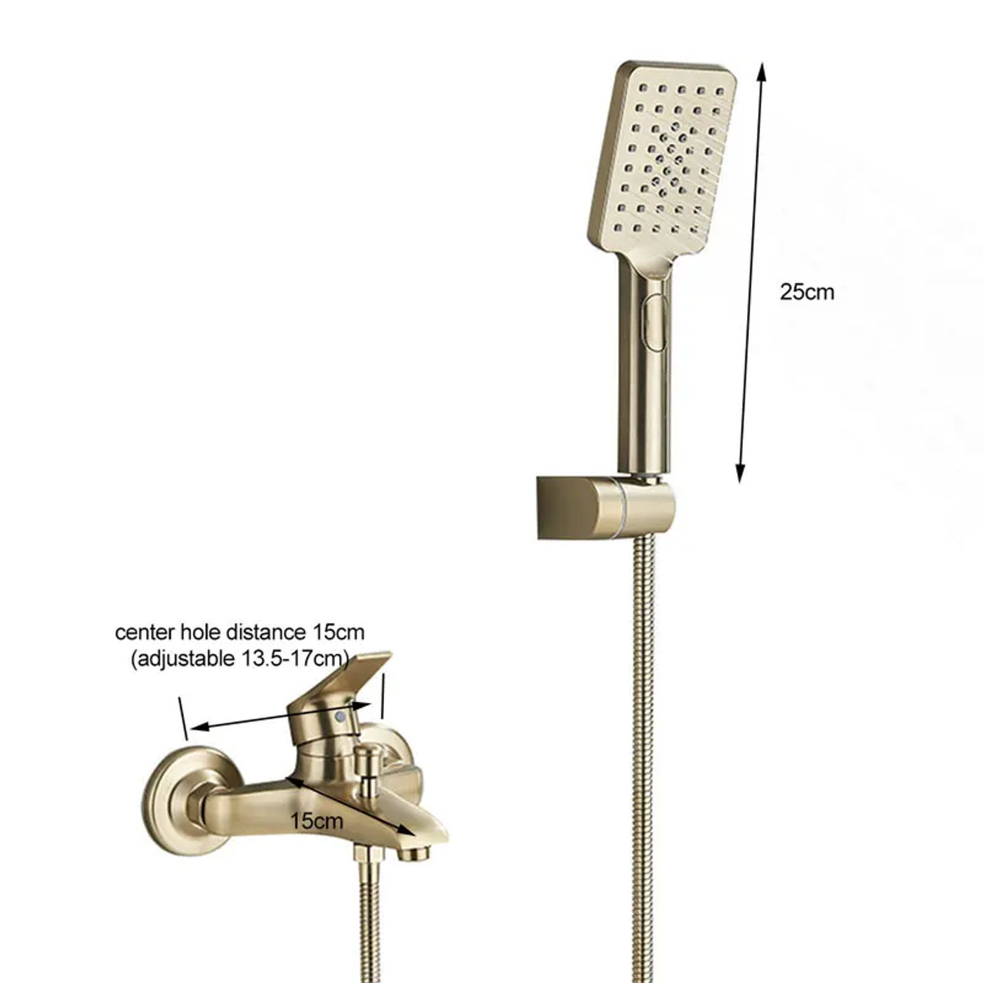 Description Picture 3 of itemBrushed Gold Bathroom Shower Set Cold Hot Water Brass Mixer Tap Abs Plastic Multi-function Handheld bathtub bath faucets