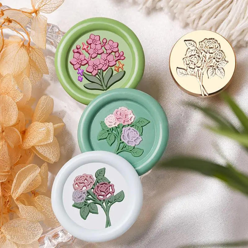 Description Picture 5 of itemFlower Plants Wax Seal Stamp Retro Sealing Stamp Head Scrapbook Envelopes Wedding Invitations Gift Cards Leaf Decor