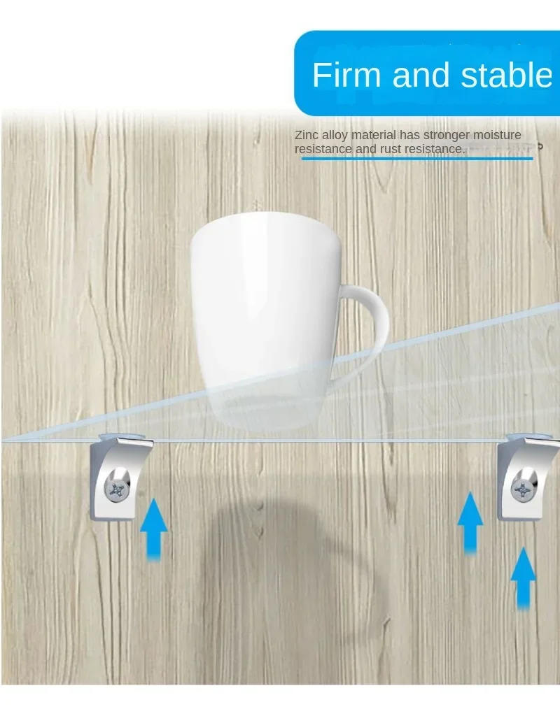 Description Picture 4 of item10Pcs Bracket Suction Cup Glass Shelves Stand Zinc Alloy Plate Support Shelf Support Stud Cupboard Pegs Pin Cabinet Hold