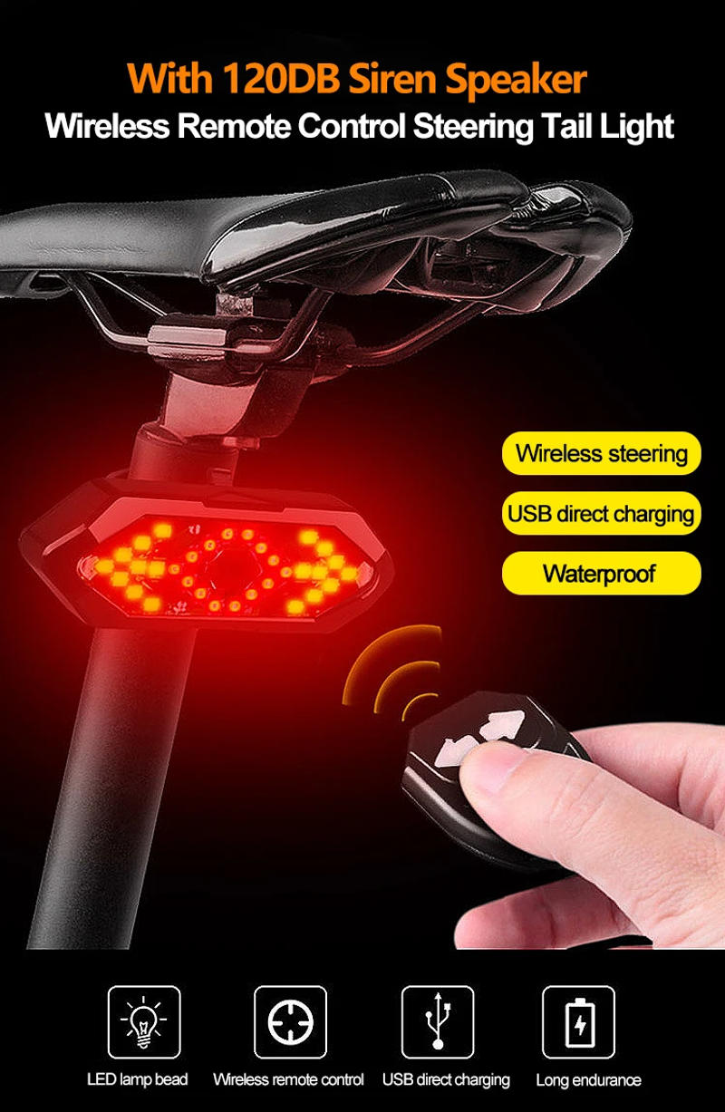 Description Picture 2 of itemBike Turn Signal Rear Light Remote Bicycle Lights LED USB Rechargeable Bicycle Lamp Bike Wireless Warning Tail Light