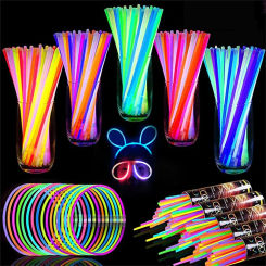 100pcs 20CM Night Glow Party Supplies with Connectors, CHILDREN'S Or Adult Party Glow Necklaces and Bracelets Party Decoration