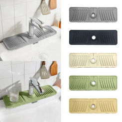 Anti-slip Faucet Drain Pad Anti-splash Heightened Slope Countertop Protection Mats Silicone Thicken Pool Soap Pad Bathroom