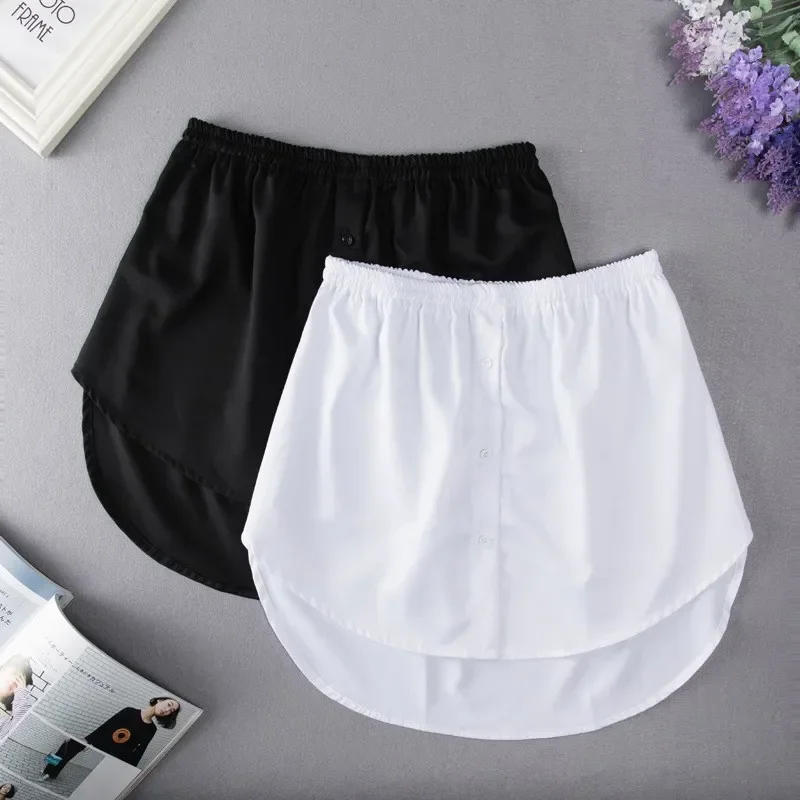 Description Picture 6 of itemS-3XL Women Fake Shirt Black White Hem Detachable Underskirt Irregular Tail Blouse Hem Extender Mini Skirt Layered Inner Layer