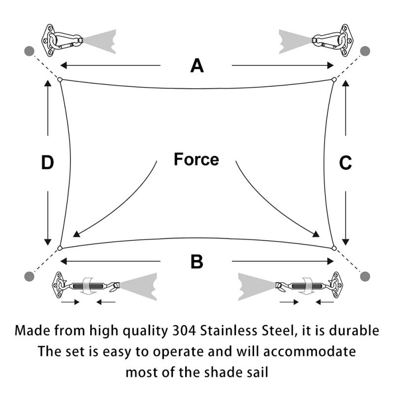 Description Picture 4 of itemAwning Install Attachment Set Heavy Duty Sun Shade Sail Stainless Steel Hardware Kit for Home Garden Sunshade Fixing Accessories