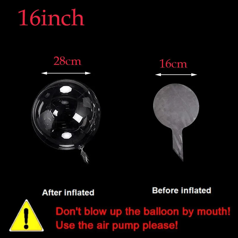 Description Picture 4 of item10pcs 8/10/12/16/18/20/24/inch Transparent Bobo Balloon Clear Bubble Balloon For Wedding Birthday Party Decoration