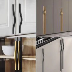 Long Wardrobe Handle Gold/Black Furniture Handles for Bedroom Cabinet Wardrobe Dresser Handle and Knobs Furniture Accessory