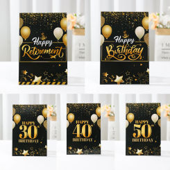 30 40 50th Black Gold Birthday Party Decor Signature Cardboard Guest Book for Cheers to 50 Years Old Gifts 30 40 50 Signing Card
