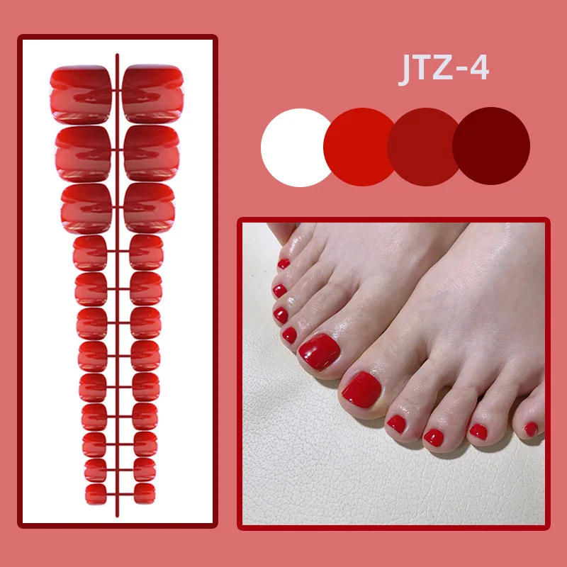 Description Picture 3 of item24 Pcs/Strips Removable Toe Nails Fake Glossy Toenail Solid Color Simple Press on Nails Wearable False Nail Art Without Glue