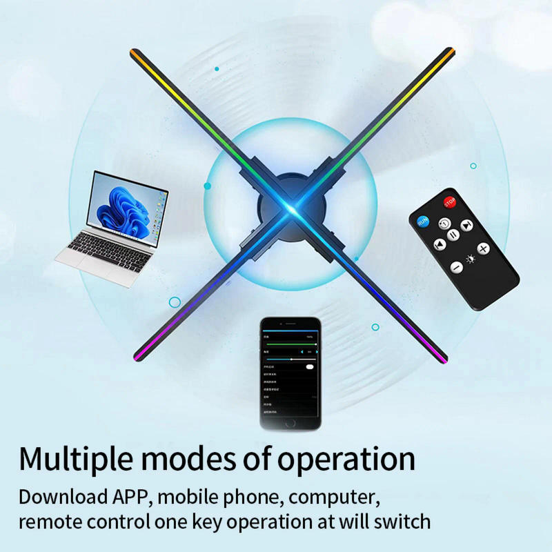 Description Picture 5 of item60CM 3D Fan 720 LED Lamp Beads Hologram Projector Advertise Display LED Sign Holographic Player Light Halloween Xmas Decor