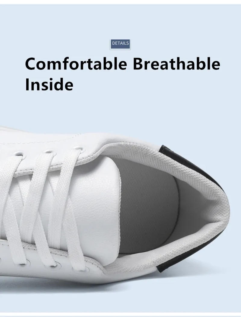 Description Picture 6 of itemWhite Leather Sneakers Men Big Size 46 Low Top Lace-Up Men's Skateboard Shoes Comfy Flat Sport Shoes For Man Zapatillas De Skate