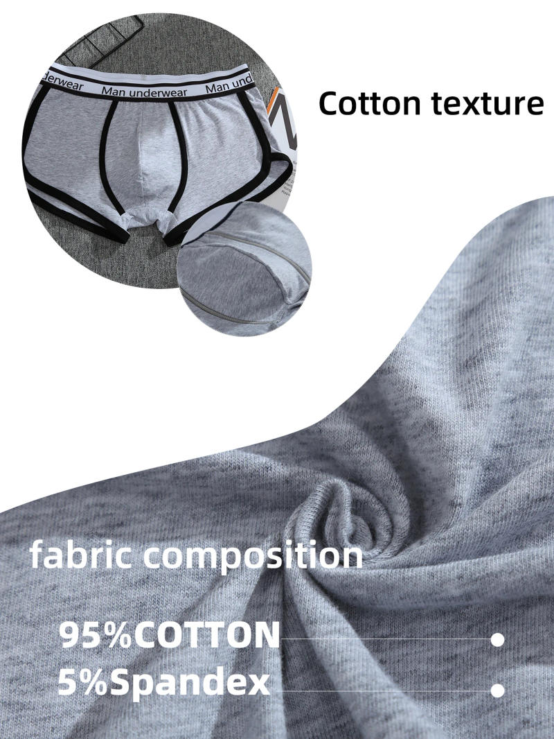 Description Picture 4 of item1/4pcs Men Underwear Boxers Cotton Panties Breathable Solid Boxershorts Male Mid Waist Underpants Trend Man Shorts Homme Shorts